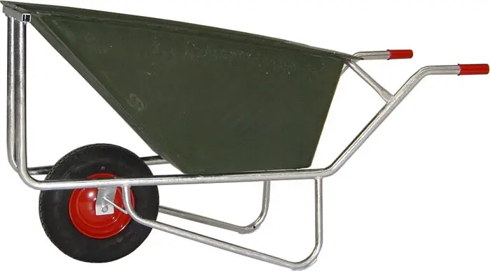 Mestkruiwagen poly bak 170L - Zwart - Verzinkt - Enkel wiel