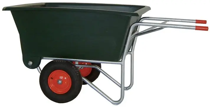 [K4302] Kipkruiwagen 430L - Poly bak - verzinkt - metalen wielen