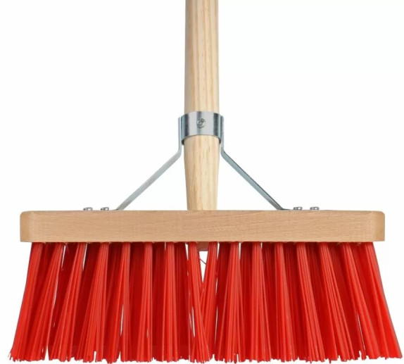 Gille Bezem - Nylon - 28 centimeter - Houten steel - 140 centimeter