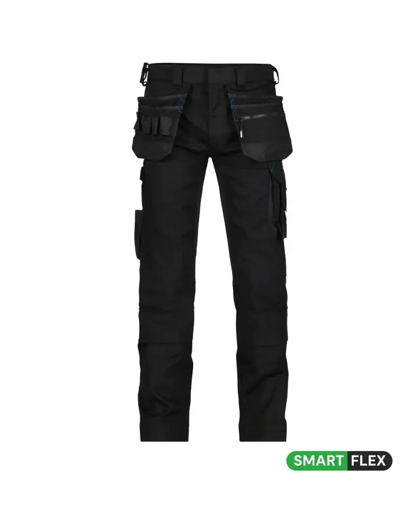 Dassy Flux Holsterzakkenbroek met stretch en kniezakken (36, Zwart)