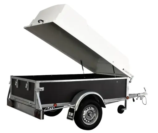 BW Trailer - Gesloten aanhangwagen - Scharnierend polyester dak - 2000x1100x1400 - EA - Met achterspon
